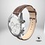 Chronometer Wrist Watch Brown Leather Bracelet White Dial