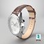 Chronometer Wrist Watch Brown Leather Bracelet White Dial