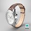 Chronometer Wrist Watch Brown Leather Bracelet White Dial