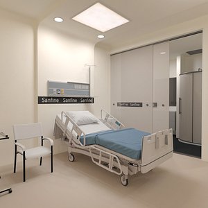 Single Hospital Bed Room Beige