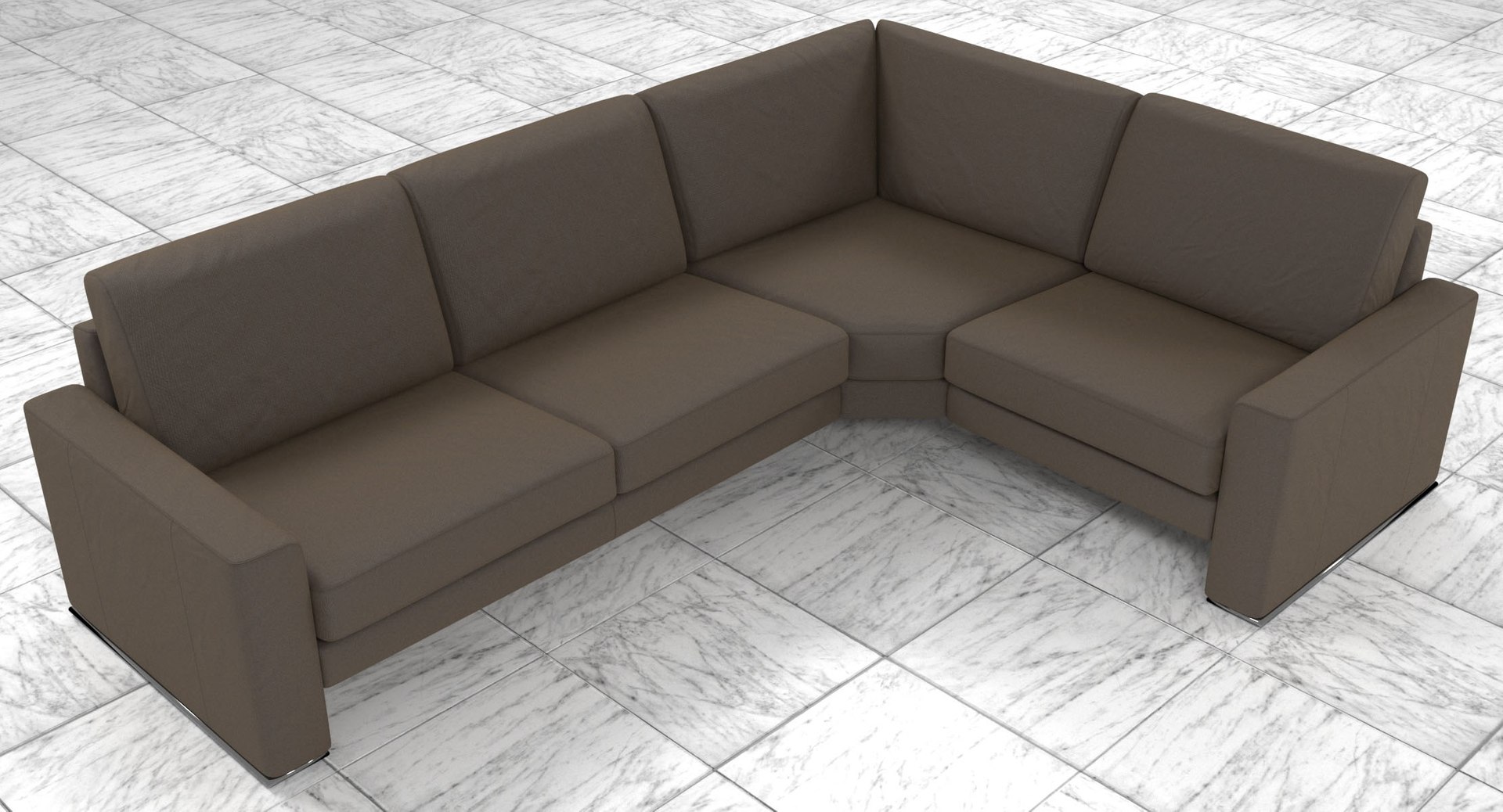 模块化灰褐色织物转角 4 人沙发3d模型