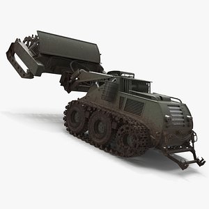 Heavy-Duty Mine Clearing Robot with Field Wear Military Green Used Rigged