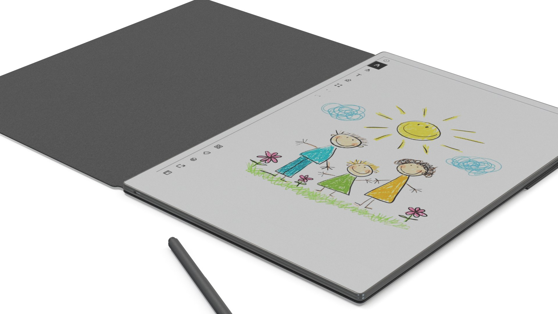 Digital Drawing Tablet with Stylus Dark Gray 3D model preview
