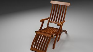 Wooden Reclining Lounge Chair with Footrest