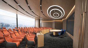 3D Modern Executive Auditorium Conference Hall Interior Scene  PBR Contemporary Architecture model
