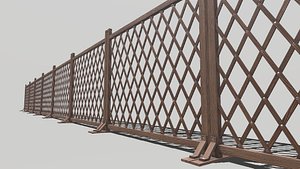 Modular Wooden Fence 2 3D model
