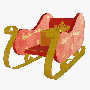 3D Christmas lowpoly sleigh