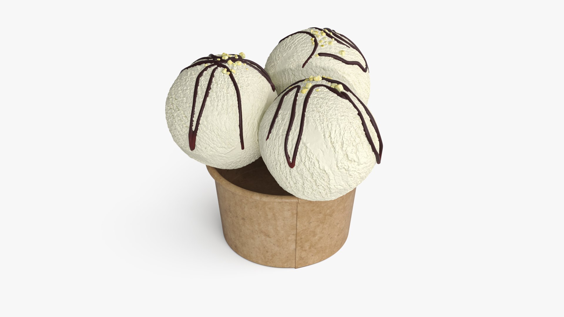 Ice Cream Balls in Cardboard Cup Collection 2 3D model preview