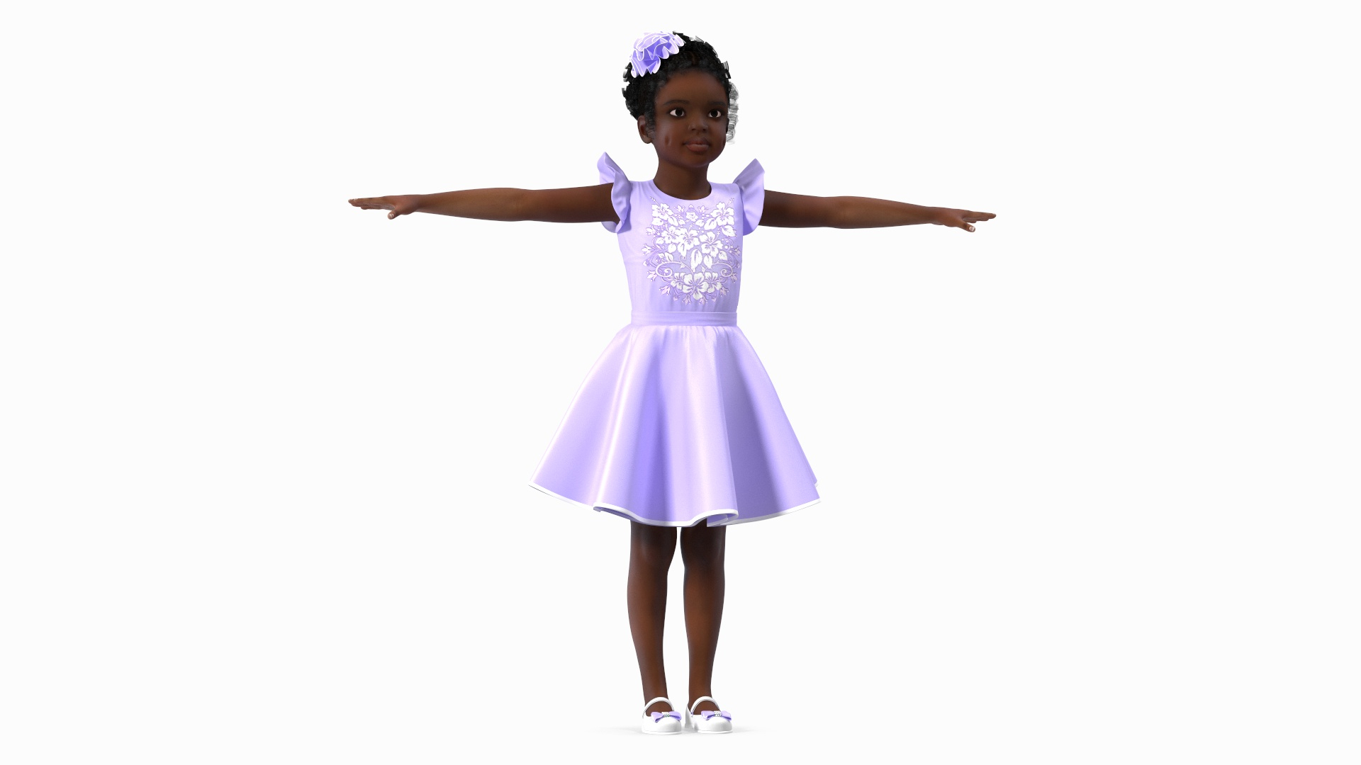 3D Model Party Style Black Child Girl Rigged - TurboSquid 2228931