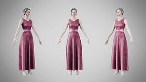 Dress 31 Teal Velvet 3D model