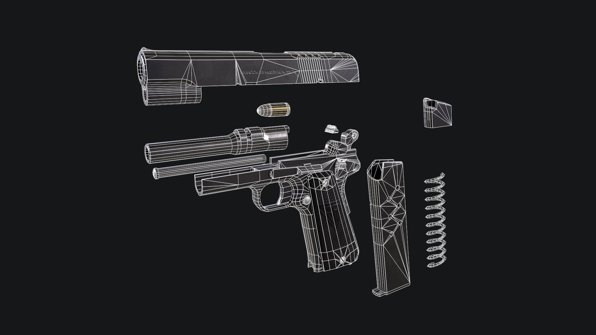 3D RADOM Vis 35 Pistol VR AR - TurboSquid 2147482