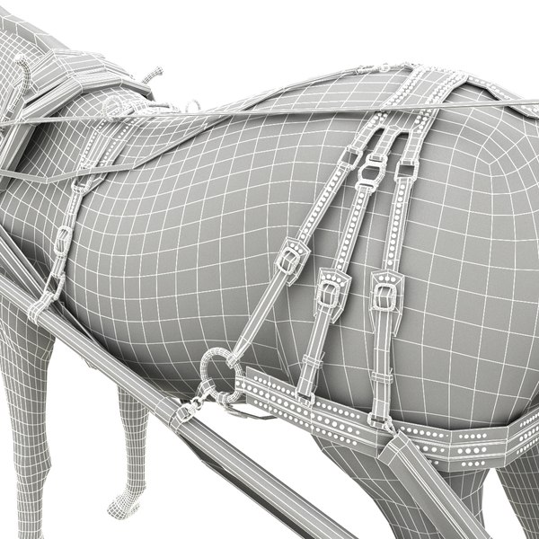 harnessed horses 3d model