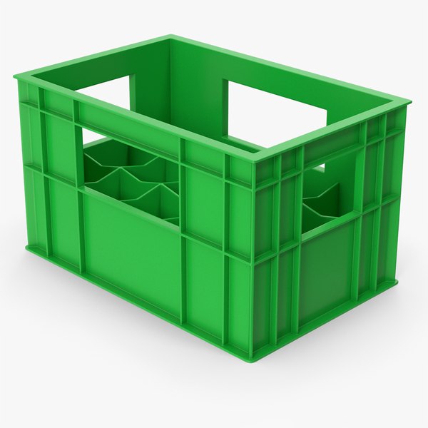 Green Plastic Bottle Crate 3D
