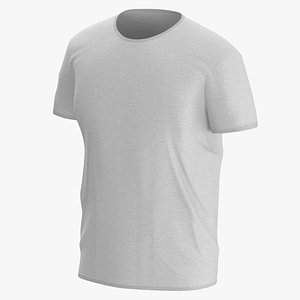 3D model T Shirt Worn Male Crew Neck Pose 01 White Blank and Banded Heather