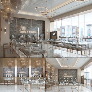 Modern Jewelry Store Interior 3D