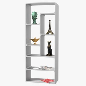 Modern Bookshelf with Decorative Souvenirs