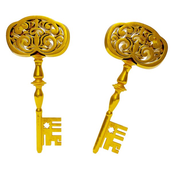 Antique gold key 3d model 3D model