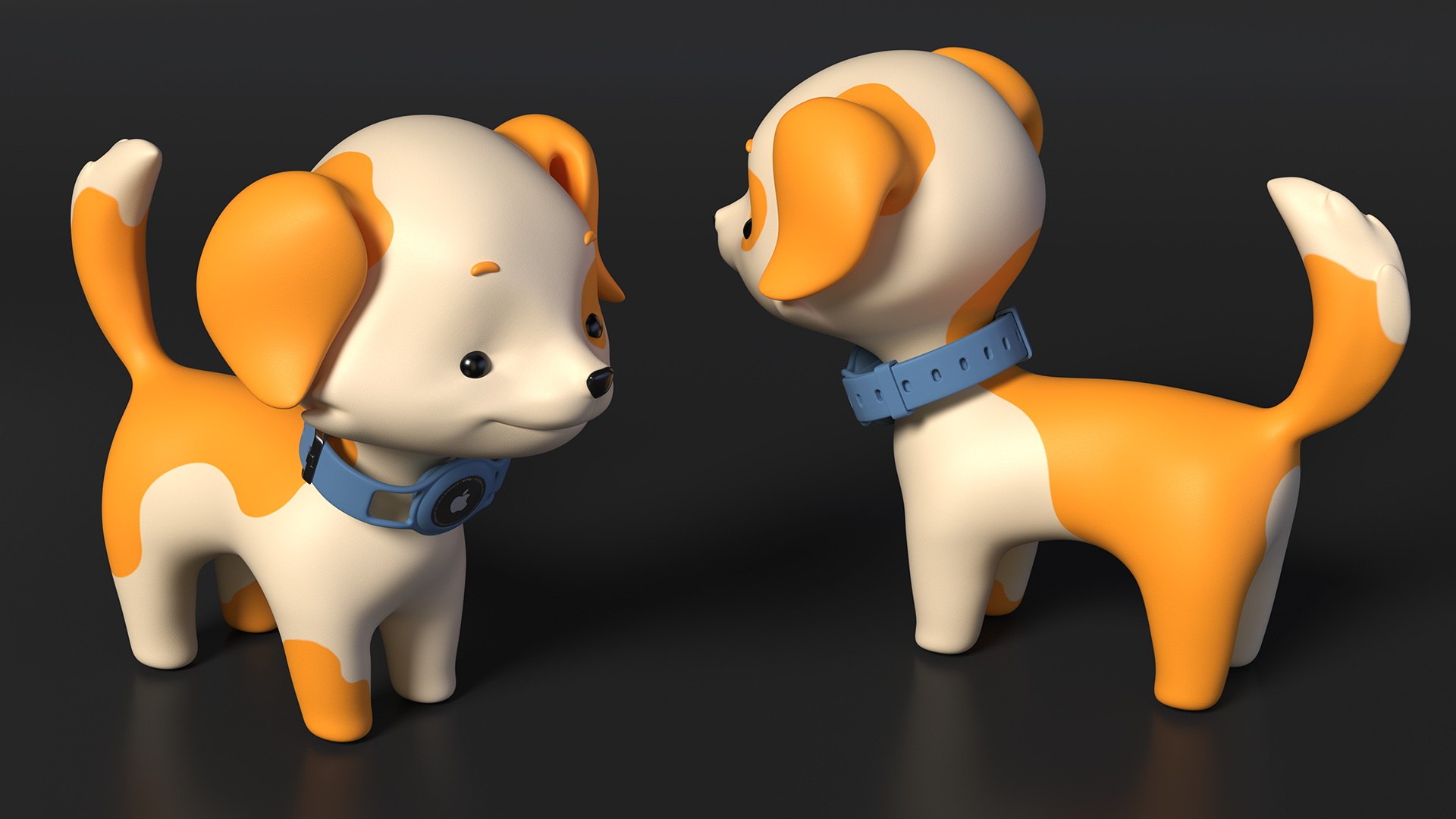 3D model Cartoon Puppy Dog with Apple Dog Tracker Collar - TurboSquid ...