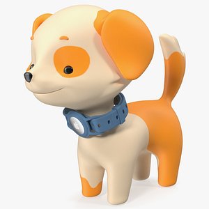 3D model Cartoon Puppy Dog with Apple Dog Tracker Collar