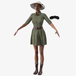 Light Skin Black Woman Explorer Rigged for Maya