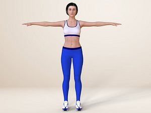 3D Gym Athlete Fitness Girl 01