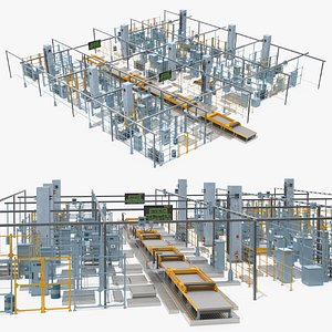 Idle Automotive Assembly Line Structure Without Robots 3D model