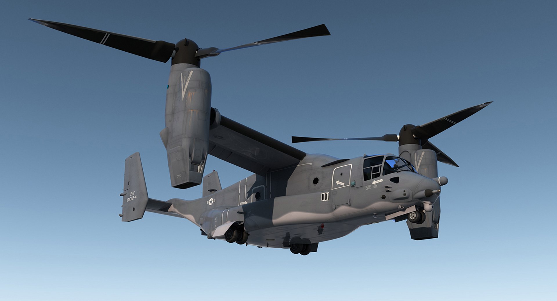 V-22 Osprey Transport Aircraft Rigged 3D model preview