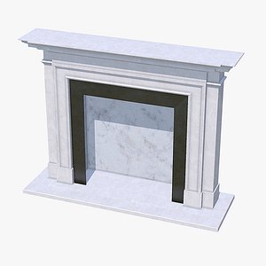 3D Limestone Fireplace Mantel model