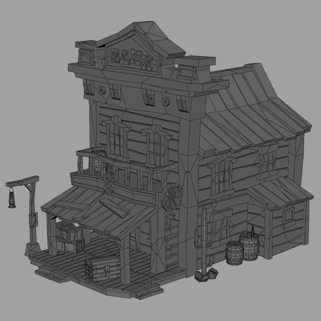 Lowpoly Wild West Bank 01 3D Model - TurboSquid 1871309
