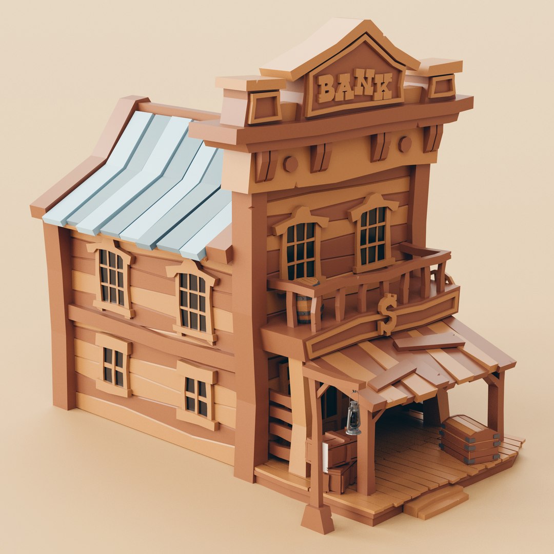 Lowpoly Wild West Bank 01 3D Model - TurboSquid 1871309