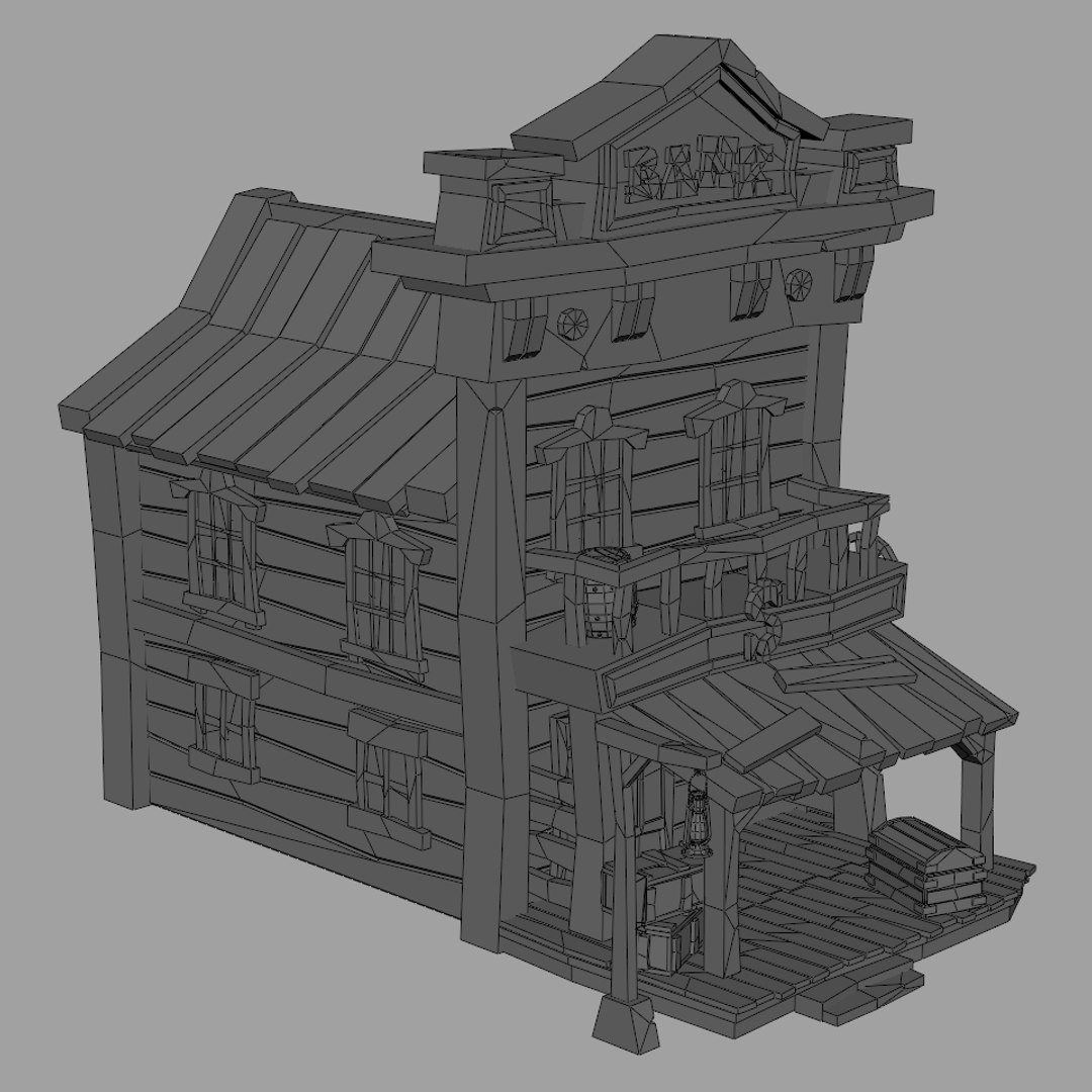 Lowpoly Wild West Bank 01 3D Model - TurboSquid 1871309