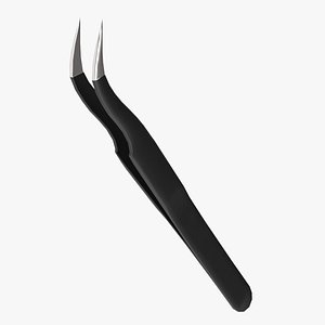 3D Black Angled Tweezers model