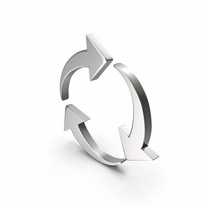 Recycle Symbol Silver 3D