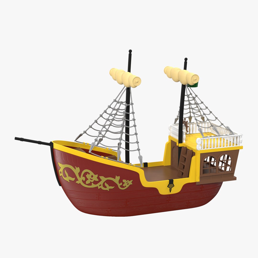 Toy Sailboat 3 Red 3D model preview