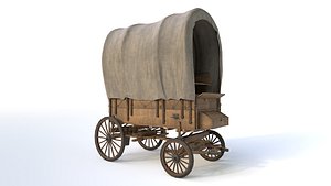 3D old western covered wagon model