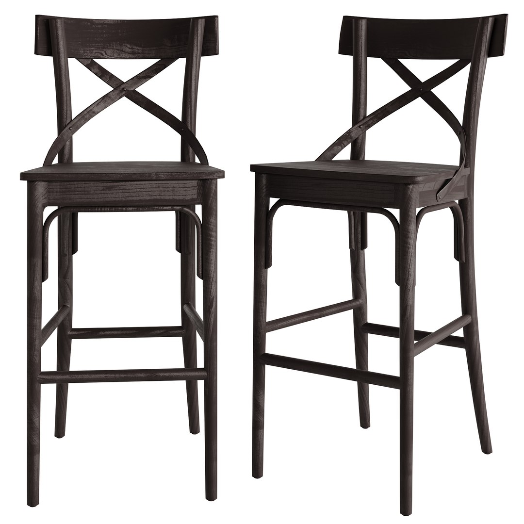 3D Bistro Distressed Wood Barstool TurboSquid 1983941