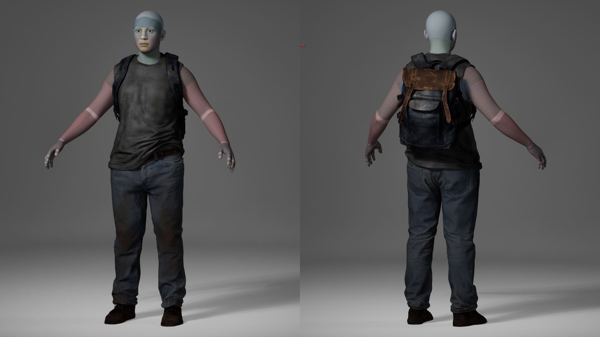 Post-Apocalyptic Female Survivor Outfit - Jeans-Tank Top - Backpack model https://p.turbosquid.com/ts-thumb/Ft/ilNfR4/oX/3/png/1765277351/1920x1080/fit_q87/d7d6be896079bbac48a7c16a13ddbcb5ea711350/3.jpg