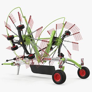 3D twin rotor hay rake model