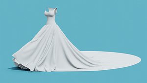 3D Wedding white dress