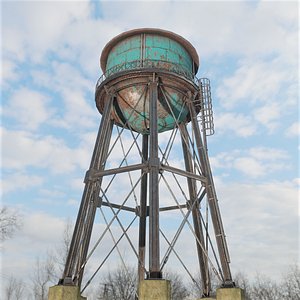 Old  Realistic Rusty Water Tank 3D model