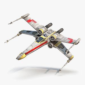 Star Wars X-Wing Starfighter and R2D2 Yellow 3D Model
