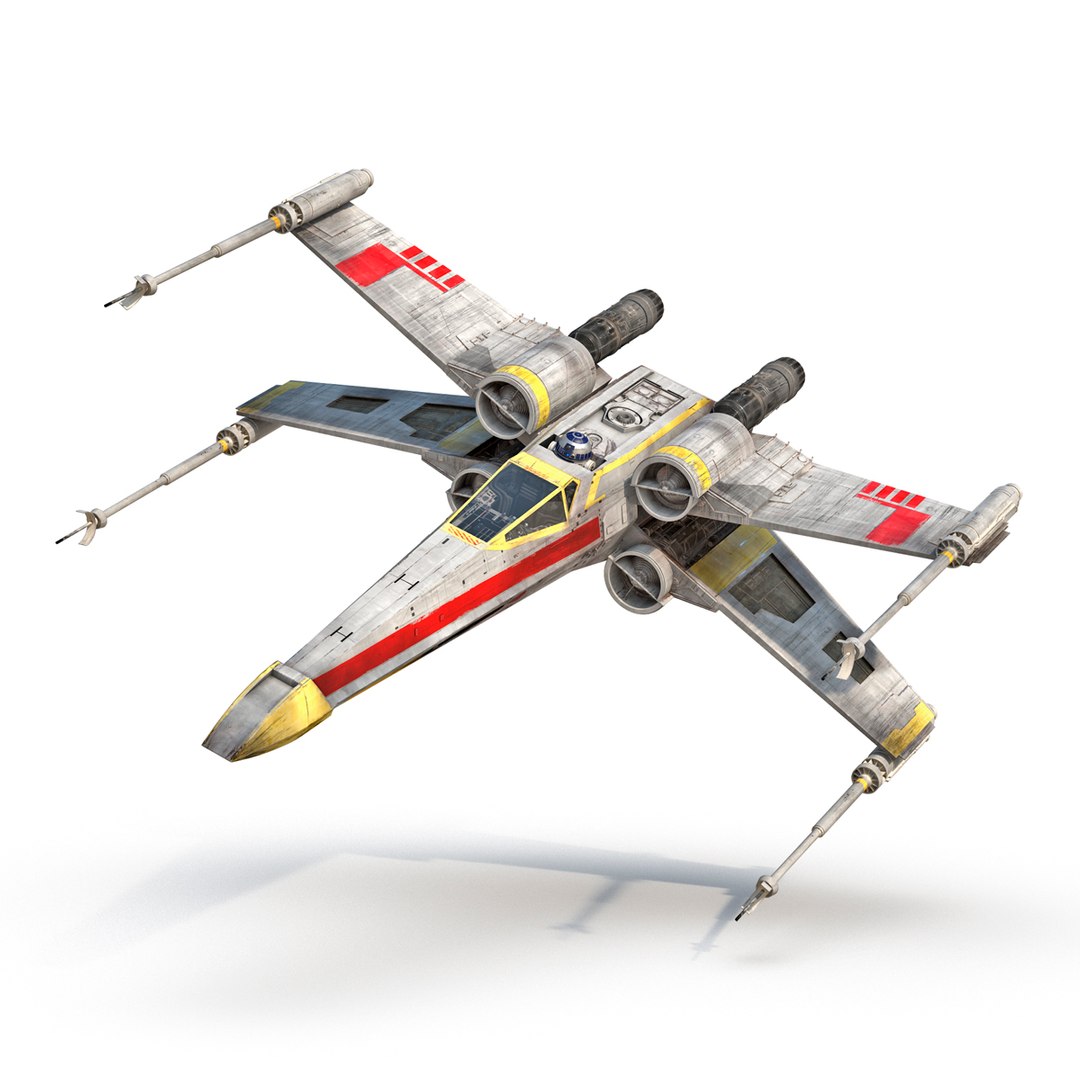 Star Wars X-Wing Starfighter and R2D2 Yellow 3D Model 3D model preview
