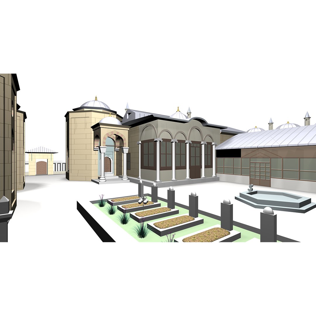 museum mausoleum 3D model https://p.turbosquid.com/ts-thumb/Fu/LH2l35/UpVjgDxK/mevlana_museum_05/jpg/1527723738/1920x1080/fit_q87/0b794631072cceebdaa4ec7b1036608165e20914/mevlana_museum_05.jpg