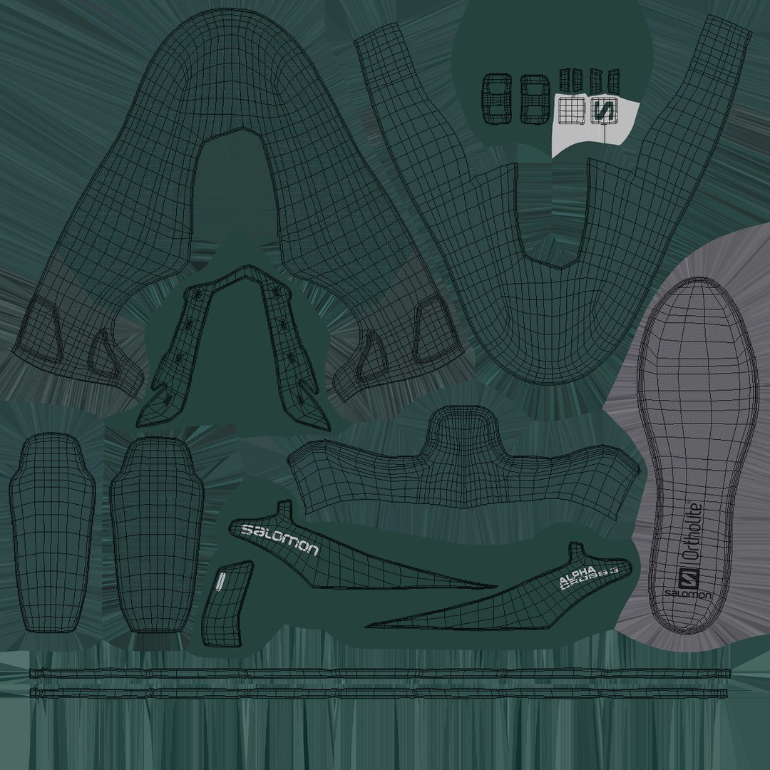 3D Salomon Alphacross 3 Green model https://p.turbosquid.com/ts-thumb/Fu/arTKV9/OT/uvwmap01/jpg/1656874578/1920x1080/fit_q87/6ce44370c4830907e5b46ac0cb5b094369176ce1/uvwmap01.jpg