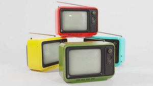 3D Retro portable TV model