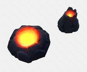 3d model tiny cartoon volcanoes
