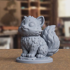 Stylized Cute Cat Statue 3D Print Model