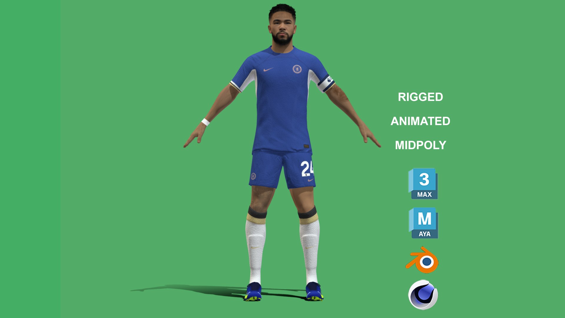 Rigged Reece James Chelsea 2024 3D model - TurboSquid 2137524