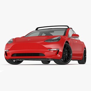 Tesla with Roof Rack Rigged for Cinema 4D