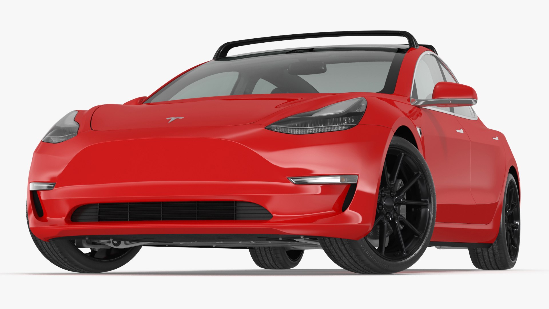 Tesla with Roof Rack Rigged for Cinema 4D 3D model preview